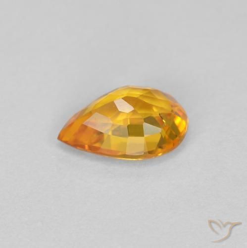 Zafiro Naranja medio natural de 0.46 ct, En forma de pera, VVS