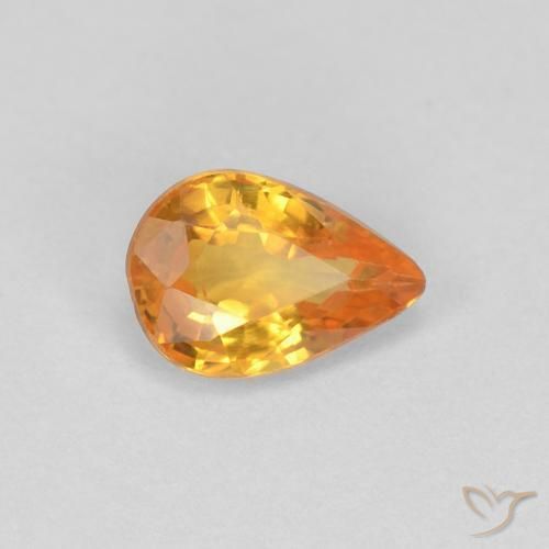 0.54ct Natural Naranja medio Zafiro, En forma de pera, VVS
