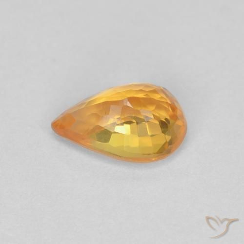 Zafiro Naranja medio natural de 0.54 ct, En forma de pera, VVS