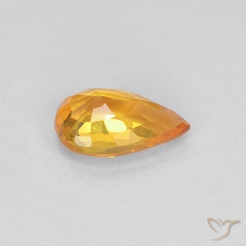 Zafiro Naranja albaricoque natural de 0.51 ct, En forma de pera, VVS