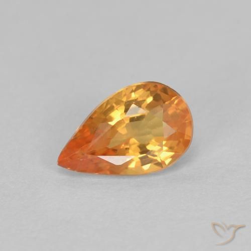 Zafiro Naranja claro natural de 0.53 ct, En forma de pera, VVS