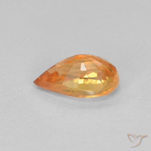 Zafiro Naranja claro natural de 0.53 ct, En forma de pera, VVS