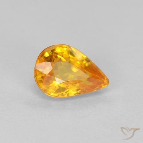 Zafiro Oro natural de 0.56 ct, En forma de pera, VVS
