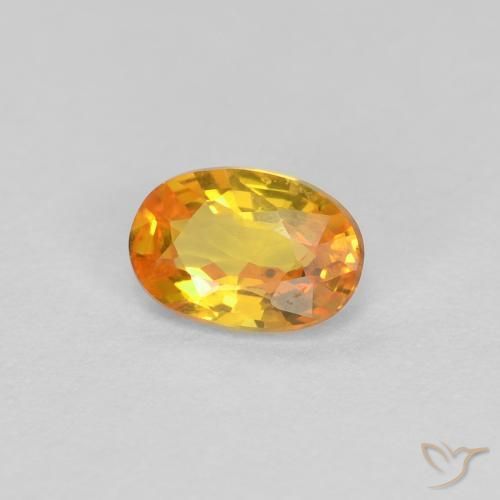 Zafiro Naranja medio natural de 0.43 ct, Ovalada, VVS-VS