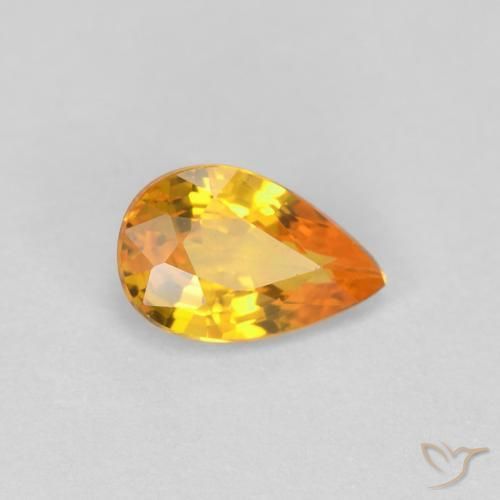 0.55ct Natural Naranja medio Zafiro, En forma de pera, VVS