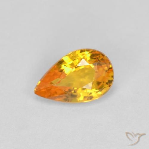Zafiro Naranja medio natural de 0.55 ct, En forma de pera, VVS