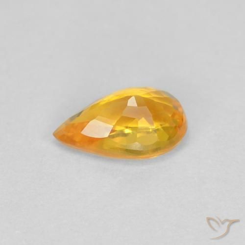Zafiro Naranja medio natural de 0.55 ct, En forma de pera, VVS
