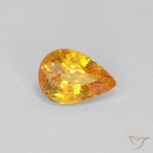 Zafiro Naranja albaricoque natural de 0.55 ct, En forma de pera, VVS