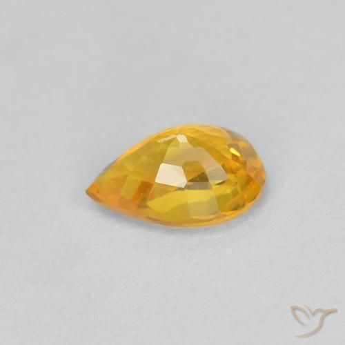 Zafiro Naranja albaricoque natural de 0.55 ct, En forma de pera, VVS