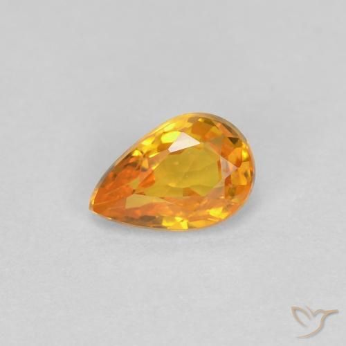 0.46ct Natural Naranja medio Zafiro, En forma de pera, VVS