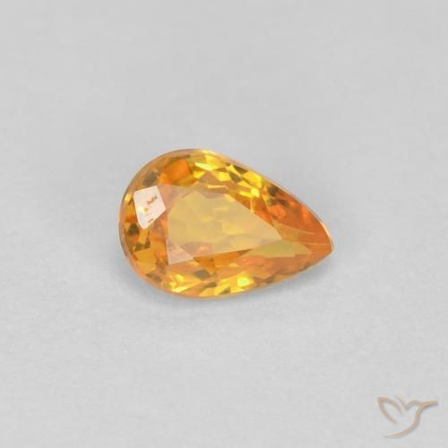 Zafiro Naranja medio natural de 0.46 ct, En forma de pera, VVS