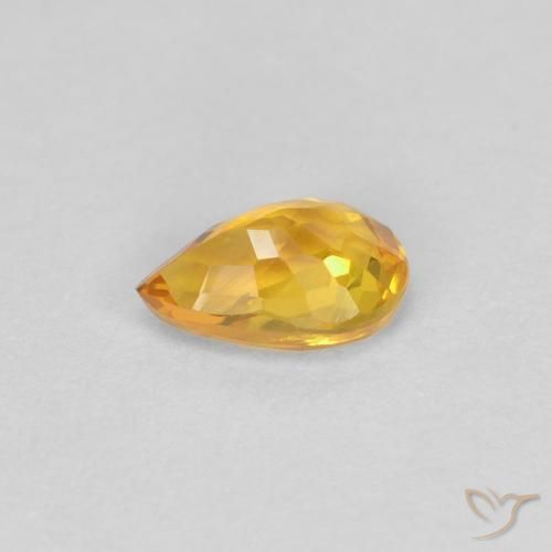 Zafiro Naranja medio natural de 0.46 ct, En forma de pera, VVS