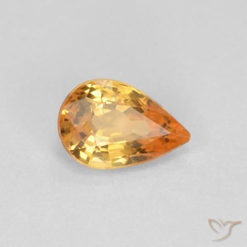 0.61ct Natural Naranja medio Zafiro, En forma de pera, VVS
