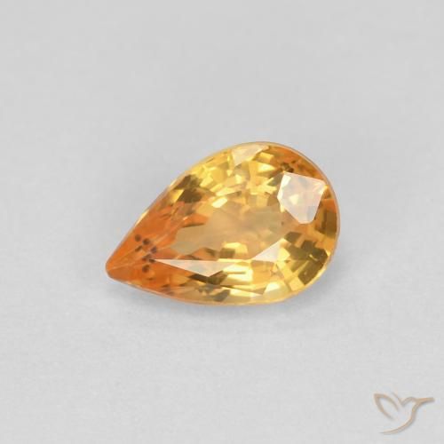 Zafiro Naranja medio natural de 0.61 ct, En forma de pera, VVS