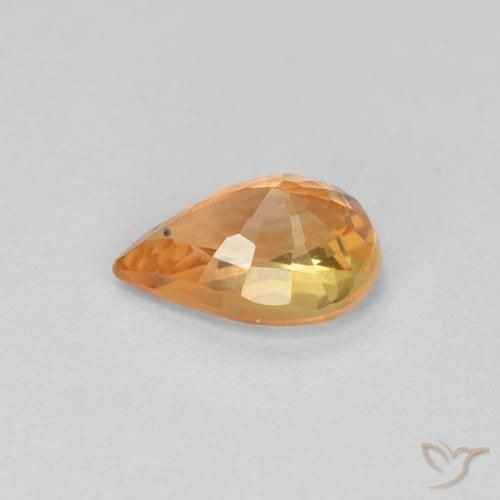 Zafiro Naranja medio natural de 0.61 ct, En forma de pera, VVS