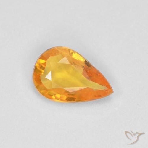 Zafiro Naranja albaricoque natural de 0.33 ct, En forma de pera, VS
