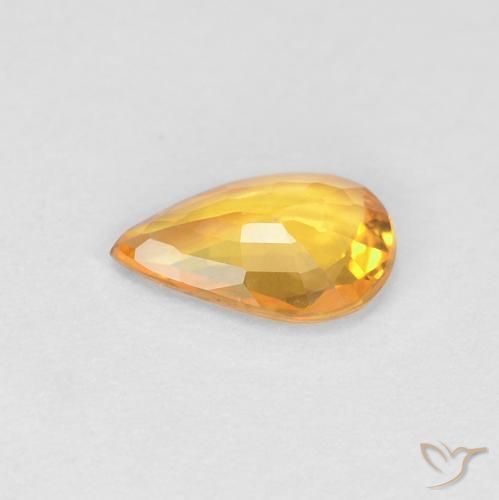 Zafiro Naranja albaricoque natural de 0.33 ct, En forma de pera, VS