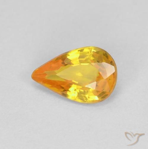 0.47ct Natural Naranja medio Zafiro, En forma de pera, VVS