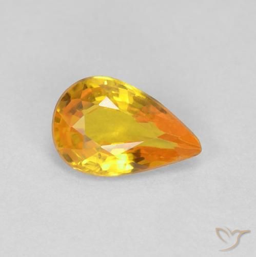 Zafiro Naranja medio natural de 0.47 ct, En forma de pera, VVS