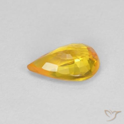 Zafiro Naranja medio natural de 0.47 ct, En forma de pera, VVS