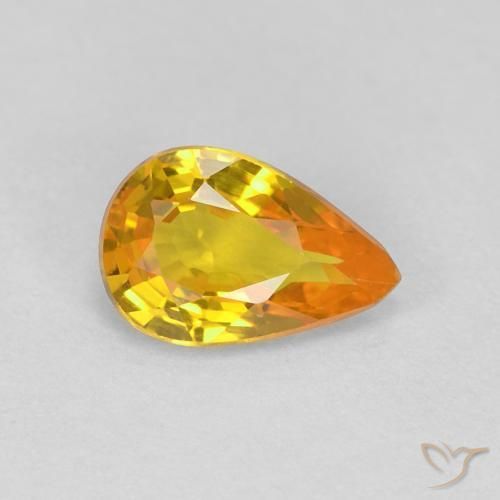 0.53ct Natural Naranja medio Zafiro, En forma de pera, VVS
