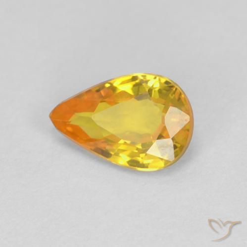 Zafiro Naranja medio natural de 0.53 ct, En forma de pera, VVS