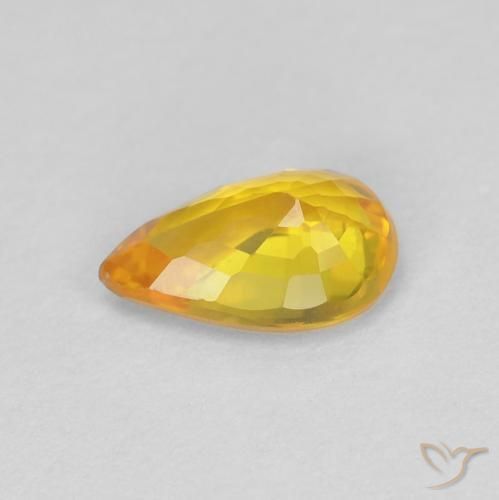 Zafiro Naranja medio natural de 0.53 ct, En forma de pera, VVS