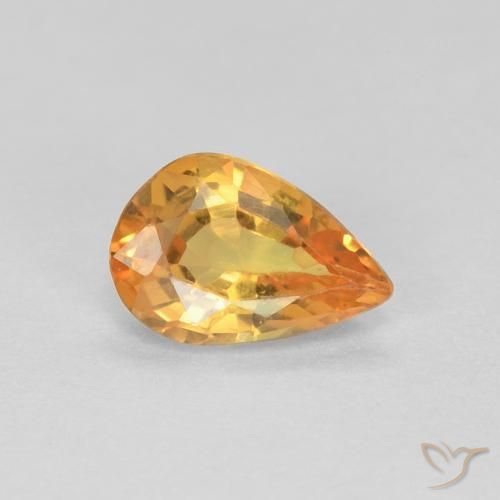 Zafiro Naranja claro natural de 0.42 ct, En forma de pera, VVS