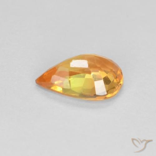 Zafiro Naranja claro natural de 0.42 ct, En forma de pera, VVS
