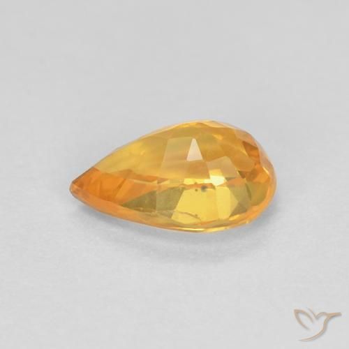 Zafiro Dorado naranja natural de 0.57 ct, En forma de pera, VVS