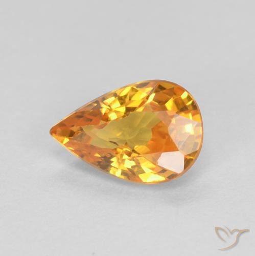 0.56ct Natural Naranja medio Zafiro, En forma de pera, VVS-VS