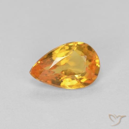 0.49ct Natural Naranja medio Zafiro, En forma de pera, VVS