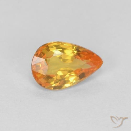 Zafiro Naranja medio natural de 0.49 ct, En forma de pera, VVS