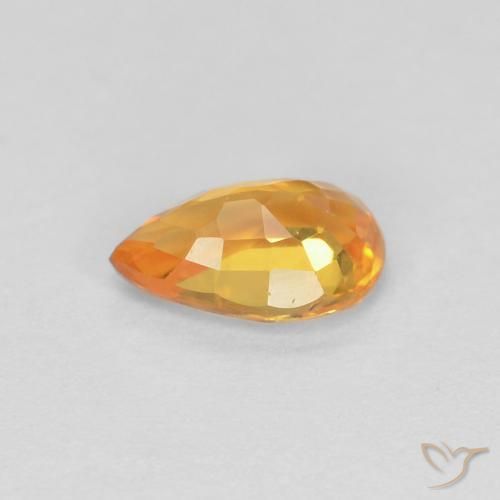Zafiro Naranja medio natural de 0.49 ct, En forma de pera, VVS