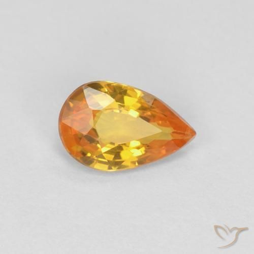 Zafiro Naranja albaricoque natural de 0.42 ct, En forma de pera, VVS