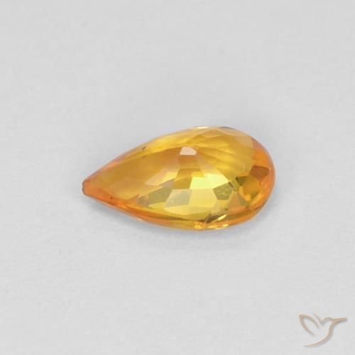 Zafiro Naranja albaricoque natural de 0.42 ct, En forma de pera, VVS