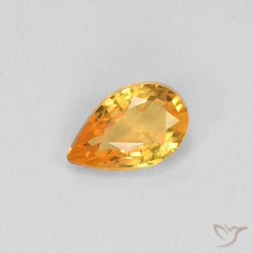 0.44ct Natural Naranja medio Zafiro, En forma de pera, VVS