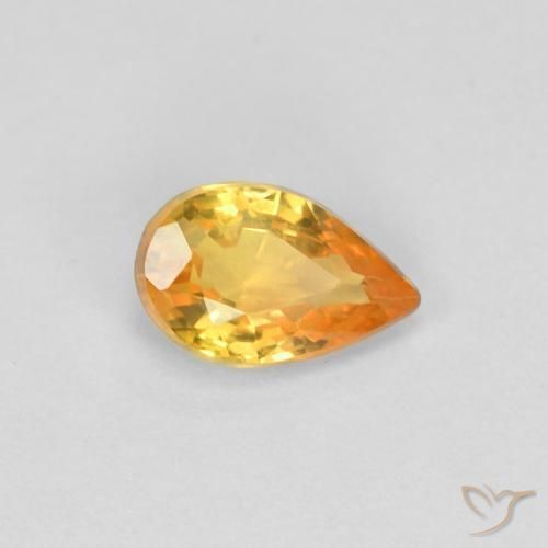Zafiro Naranja medio natural de 0.44 ct, En forma de pera, VVS