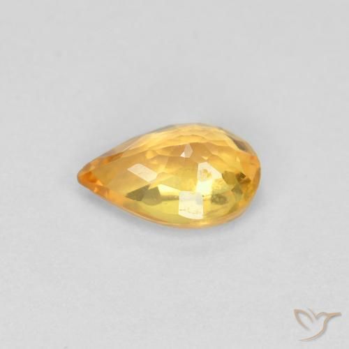 Zafiro Naranja medio natural de 0.44 ct, En forma de pera, VVS