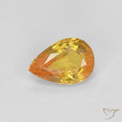 0.54ct Natural Naranja medio Zafiro, En forma de pera, VVS