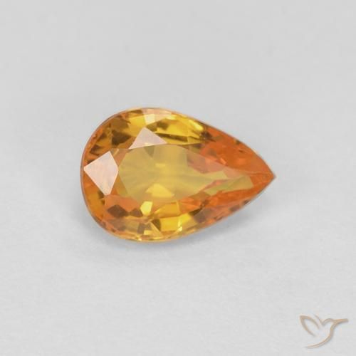 Zafiro Naranja medio natural de 0.54 ct, En forma de pera, VVS