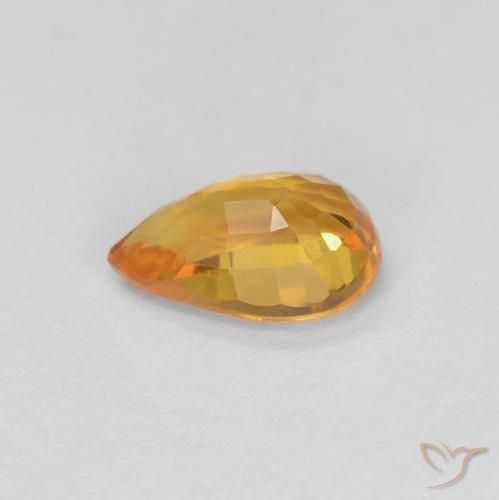 Zafiro Naranja medio natural de 0.54 ct, En forma de pera, VVS