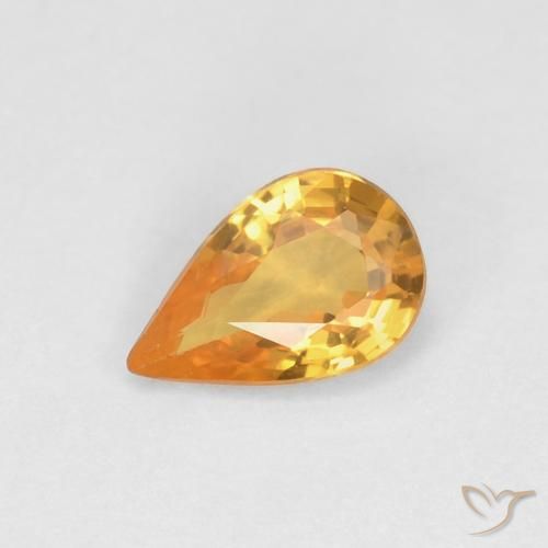 0.49ct Natural Naranja albaricoque Zafiro, En forma de pera, VVS