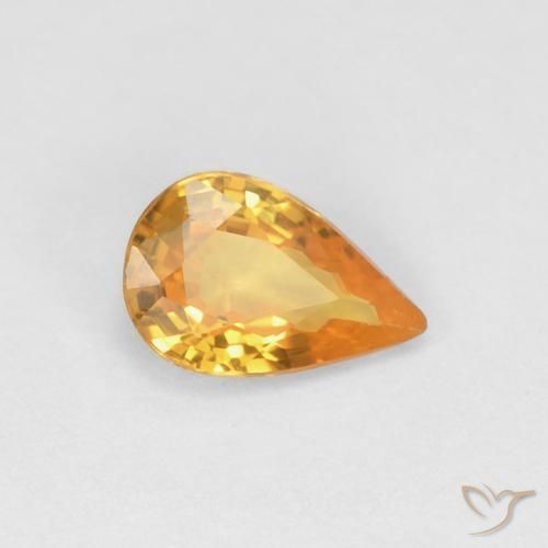 Zafiro Naranja albaricoque natural de 0.49 ct, En forma de pera, VVS