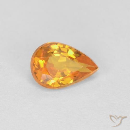 Zafiro Naranja albaricoque natural de 0.51 ct, En forma de pera, VVS