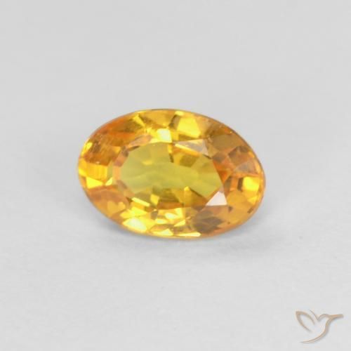 Zafiro Dorado-naranja medio natural de 0.51 ct, Ovalada, VVS-VS