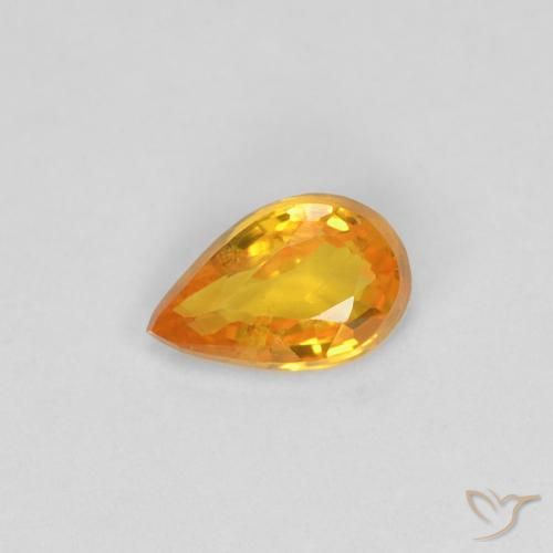 Zafiro Naranja medio natural de 0.40 ct, En forma de pera, VVS-VS