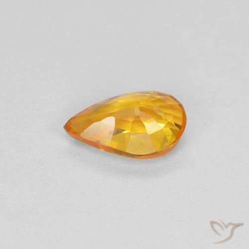 Zafiro Naranja medio natural de 0.40 ct, En forma de pera, VVS-VS