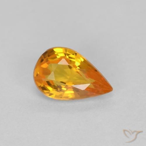 Zafiro Naranja albaricoque natural de 0.52 ct, En forma de pera, VVS