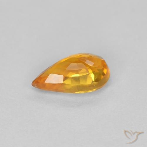 Zafiro Naranja albaricoque natural de 0.52 ct, En forma de pera, VVS
